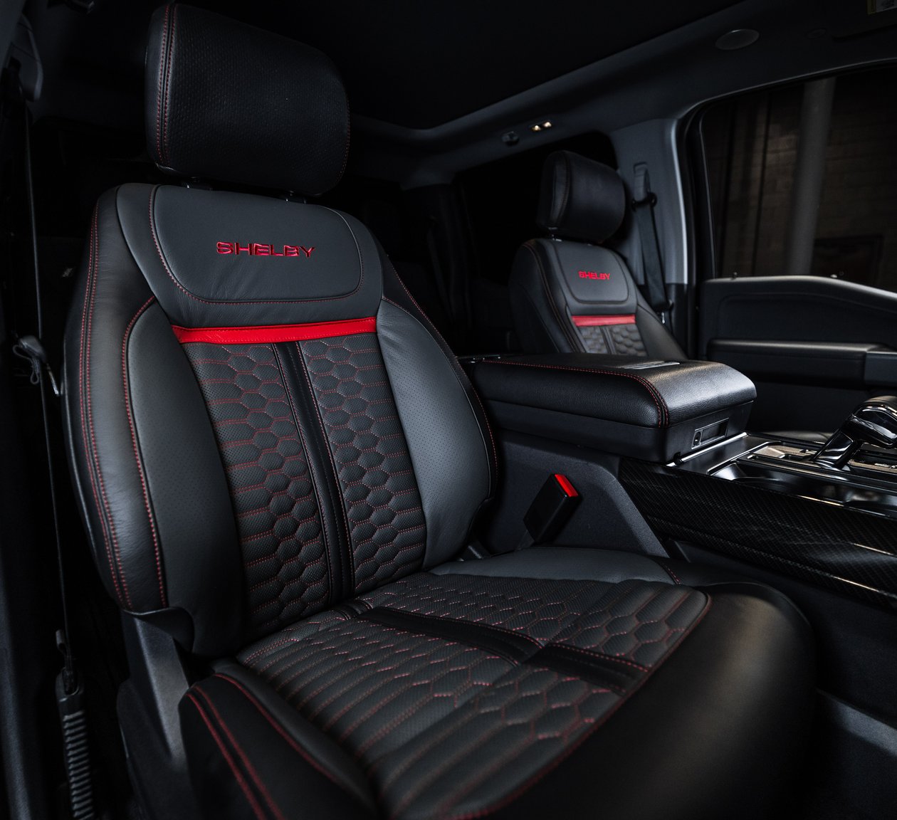 black seats inside a Ford Shelby
