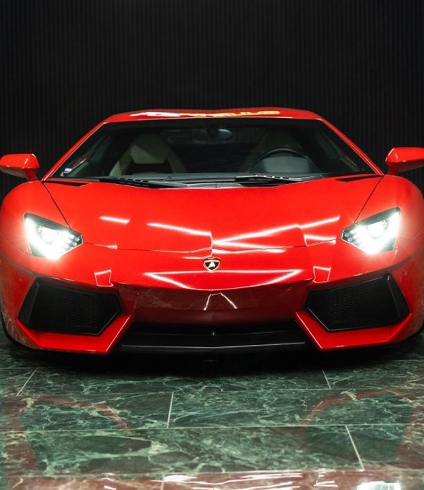 a lamborghini on a showroom