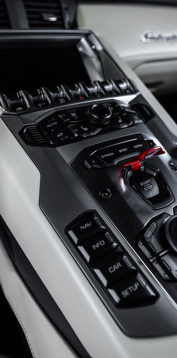 the dashboard controls of a sports car