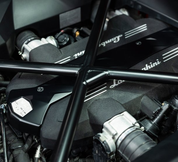 the engine of a sports car